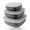Clearance Vorratsdosen 6er Set Eckig Grau 2 x 3er Vorratsdosen|Vorratsbehälter
