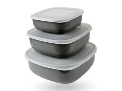 Clearance Vorratsdosen 6er Set Eckig Grau 2 x 3er Vorratsdosen|Vorratsbehälter