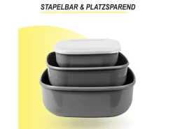 Clearance Vorratsdosen 6er Set Eckig Grau 2 x 3er Vorratsdosen|Vorratsbehälter