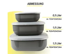 Clearance Vorratsdosen 6er Set Eckig Grau 2 x 3er Vorratsdosen|Vorratsbehälter