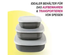 Clearance Vorratsdosen 6er Set Eckig Grau 2 x 3er Vorratsdosen|Vorratsbehälter
