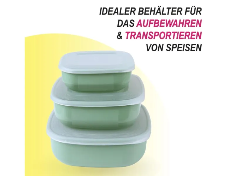 Discount Vorratsdosen 3er Set Eckig Grün Vorratsdosen|Vorratsbehälter