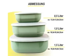 Discount Vorratsdosen 3er Set Eckig Grün Vorratsdosen|Vorratsbehälter
