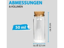 Fläschchen Glas mit Korken 12er Pack Mix 2 x 50ml & 4 x 10 ml & 6 x 30 ml Geschirr