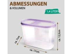 Discount Frischhaltebox Schüttdose 1,4 Liter 2er Pack Lila Vorratsbehälter