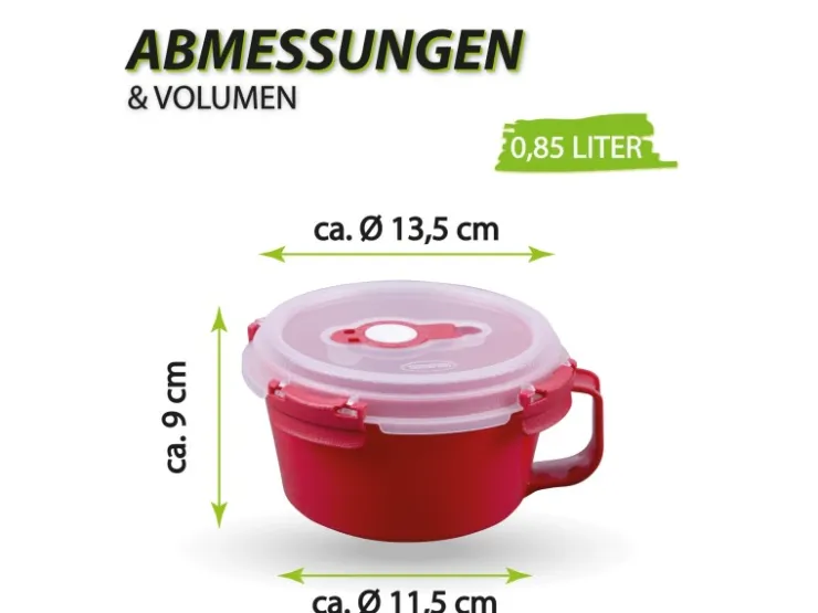 Bestlivings Vorratsbehälter<Frischhaltebox 0,85L Frühstücksschale Im Set Rot 2er Pack