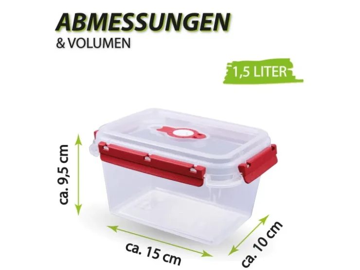 Bestlivings Frischhaltebox 1,5L Lunchbox Im Set Rot 8er Pack