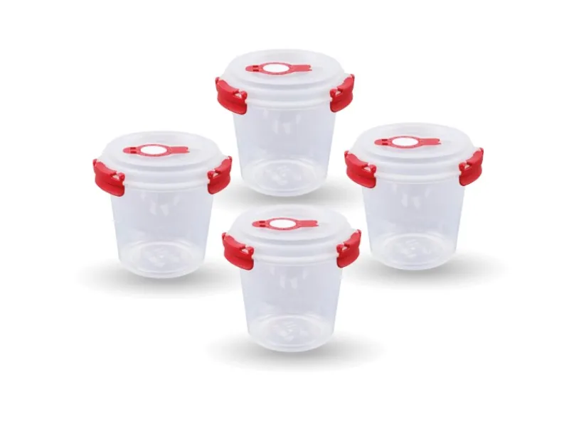 Frischhaltebox 0,64L Joghurt Im Set Rot 4er Pack Vorratsdosen|Vorratsbehälter