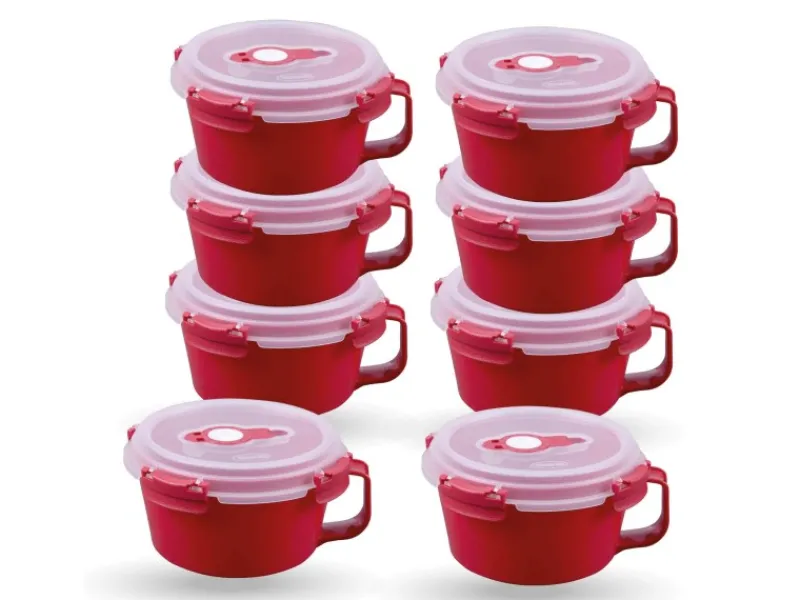 Frischhaltebox 0,85L Frühstücksschale Im Set Rot 8er Pack Vorratsdosen|Vorratsbehälter