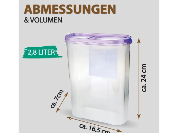 Best Bestlivings Frischhaltebox Schüttdose 2,8 Liter 2er Pack Lila