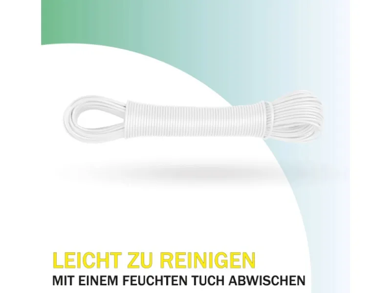 New Wäscheleine 20 Meter x 2,2 mm Weiß Wäschetrockner