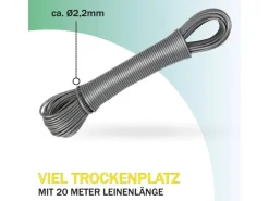 New Bestlivings Wäscheleine 20 Meter x 2,2 mm 4er Pack Anthrazit