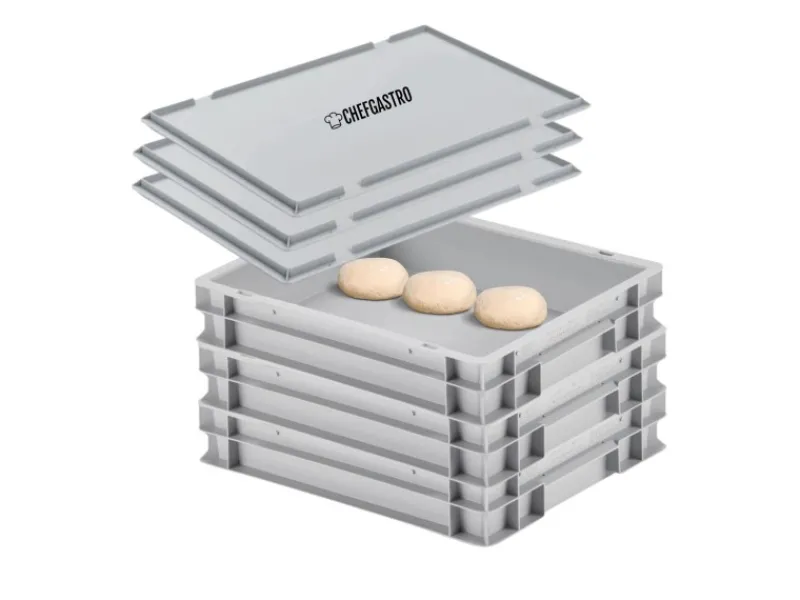 Best CHEFGASTRO SuperSparSet 3 x Pizzaballenbox Mit 3 x Deckel HxBxT 8,5 x 30 x 40 cm 9 Liter Teigwanne Für Pizzateig Sstapelbare Pizzabox Vorratsdosen|Vorratsbehälter
