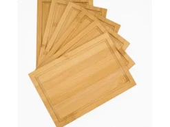 Sale 6er Set Frühstücksbrettchen 22 x 15 cm aus Bambus Eckig Schneidebretter|Küchenhelfer