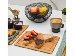 Sale 6er Set Frühstücksbrettchen 22 x 15 cm aus Bambus Eckig Schneidebretter|Küchenhelfer