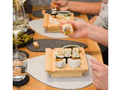 2er Set Japanisches Sushi Brett 27 x 16 x 4 cm mit Schälchen Küchenhelfer