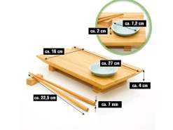 2er Set Japanisches Sushi Brett 27 x 16 x 4 cm mit Schälchen Küchenhelfer