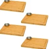 Sale DuneDesign 4er Set Schneidebrett aus Bambus 30 x 25 cm mit Dipschale