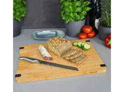 Best Schneidebrett aus Bambus 33 x 23 x 2 cm mit Saftrille Schneidebretter