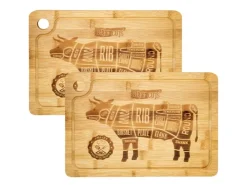 DuneDesign Schneidebretter|Küchenhelfer<Schneidebrett aus Bambus 2er Set 33 x 23 x 2 cm mit Saftrille