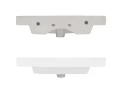 ECD Germany Einhebelmischer<Waschbecken Waschtisch 605 x 465 x 160 mm Keramik Weiß Einbaubecken