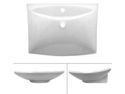 ECD Germany Einhebelmischer<Waschbecken 605x460x165 mm Keramik inkl Ablaufgarnitur mit Überlauf