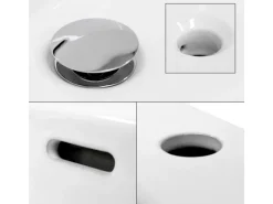 ECD Germany Einhebelmischer<Waschbecken 605x365x130 mm Keramik Eckig Weiß inkl Ablaufgarnitur