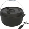 Hot Dutch-Oven Gusseisen 7,2 l Deckel 1,8 l Schwarz Herde