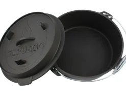 Hot Dutch-Oven Gusseisen 7,2 l Deckel 1,8 l Schwarz Herde
