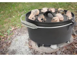 Hot Dutch-Oven Gusseisen 7,2 l Deckel 1,8 l Schwarz Herde