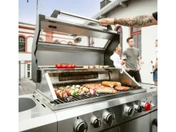 New Gasgrill Kanasas II Pro 4 SIK Profi Turbo 4 Brenner & Seitenkocher Silber Schneidebretter