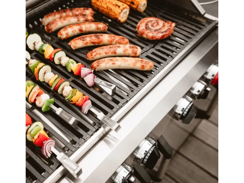 New Gasgrill Kanasas II Pro 4 SIK Profi Turbo 4 Brenner & Seitenkocher Silber Schneidebretter