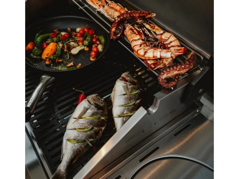 New Gasgrill Kanasas II Pro 4 SIK Profi Turbo 4 Brenner & Seitenkocher Silber Schneidebretter