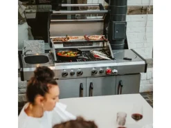 New Gasgrill Kanasas II Pro 4 SIK Profi Turbo 4 Brenner & Seitenkocher Silber Schneidebretter