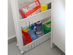 Discount eyepower 4er Nischenwagen mit Regalen und Rollen 12,5 cm Weiß