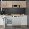 Sale Büroküche Florida 210 cm Weiß-Sonoma Eiche Kochfelder|Kühlschränke
