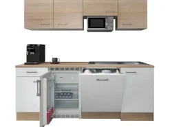 Clearance Büroküche Florida 210 cm Weiß-Sonoma Eiche Single-Küchen|Kühlschränke
