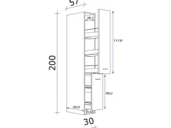 Flex-Well Classic Küchenschränke<Küchen-Apotheker-Küchen-Hochschrank Lucca 30 cm Weiß