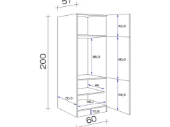 Flex-Well Classic Küchenschränke<Küchen-Geräteumbauschrank Nano 60 cm Nachbildung Buche