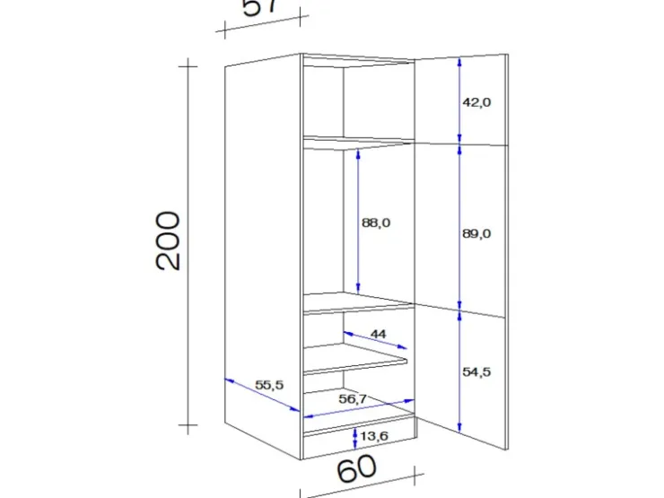 Flex-Well Classic Küchenschränke<Küchen-Geräteumbauschrank Nano 60 cm Nachbildung Buche