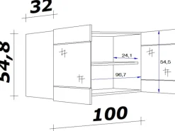 Outlet Küchen-Hängeschrank Florida 100 cm x 55 cm Sonoma Eiche Küchenschränke