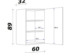 Discount Küchen-Oberschrank Nano 60 cm x 89 cm Nachbildung Küchenschränke