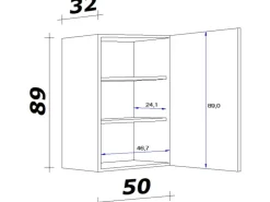 Flex-Well Classic Küchenschränke<Küchen-Oberschrank Nano 50 cm x 89 cm Nachbildung Buche