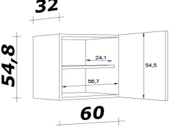 Flex-Well Classic Küchenschränke<Küchen-Oberschrank Nano 60 cm Nachbildung Buche