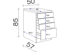 Outlet Küchen-Schubkastenschrank Wito 50 cm Küchenschränke