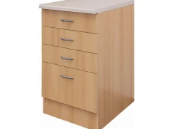 Flex-Well Classic Küchenschränke<Küchen-Schubkastenschrank Nano 50 cm Nachbildung Buche