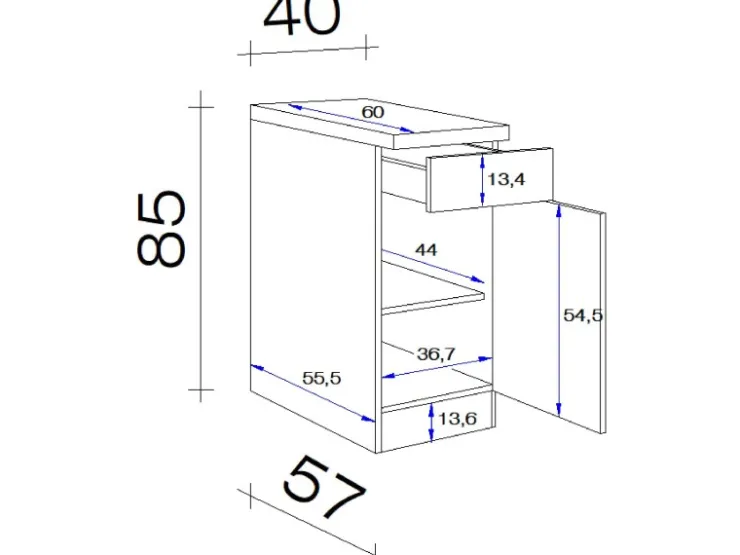 Online Flex-Well Classic Küchen-Unterschrank Nano 80 cm Buche Nachbildung