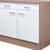 Flex-Well Classic Einbauküchen<Küchen-Unterschrank Florida 100 cm Weiß-Sonoma Eiche