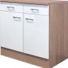 Best Küchen-Unterschrank Florida 80 cm Weiß-Sonoma Eiche Pantryküchen|Einbauküchen