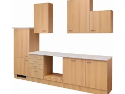 Outlet Flex-Well Classic Küchenzeile Nano 280 cm ohne E-Geräte Buche Nachbildung